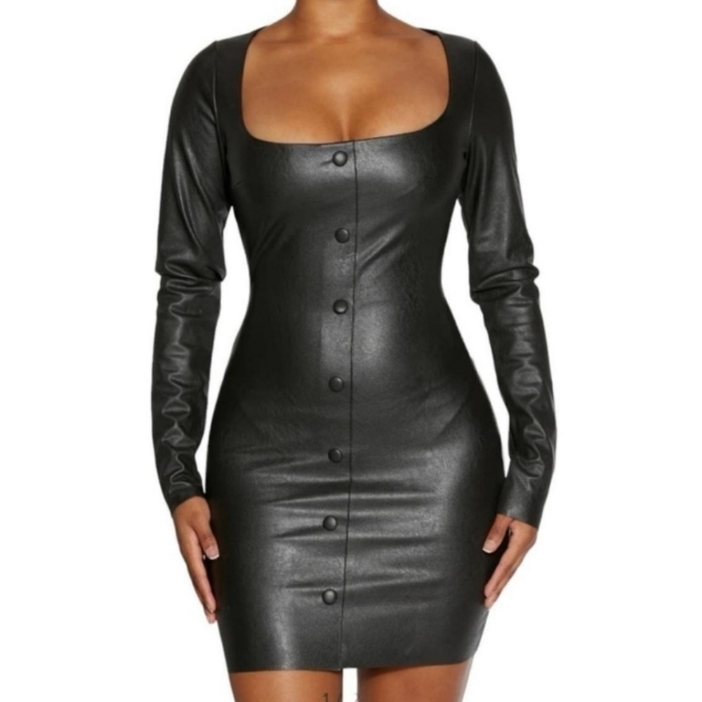 Naked Wardrobe Faux Leather Dress